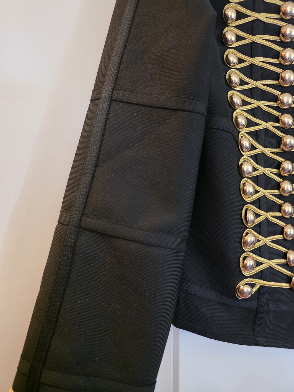 Black Napoleon Style Gold Accent Military Jacket - Picture 4 of 9